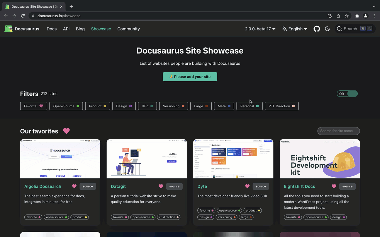 Dyte Docs showcased at: https://docusaurus.io/showcase